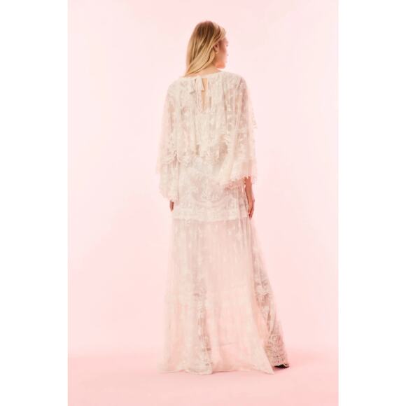 LoveShackFancy Roylan Lace Mesh Maxi Dress White - Picture 4 of 16